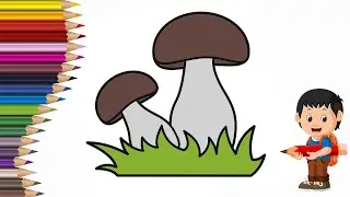 How to Draw a Mushroom 🍄 for Kids