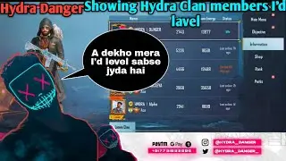 Hydra Danger showing hydra  clan members | pubg  id level | flagayt