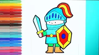 Рисуем рыцаря. Простой рисунок и раскраска рыцаря. Simple drawing and coloring of a knight.