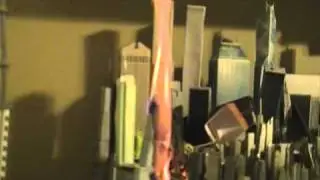 Paper Trump Tower burning