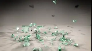 Cinema 4D dynamics, Glass shatter by a ball, compositing in After Effects