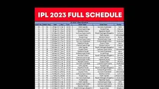 IPL 2023 Schedule 