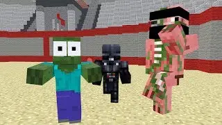 Monster School StarWars Darth Vader Fight Challenge | Minecraft Animation