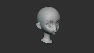 Stylized Anime Girl Head Base Mesh 3D Model [Turntable]