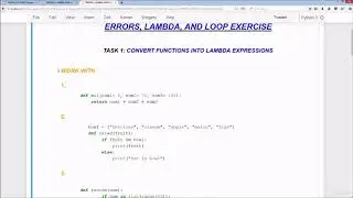 #31 Python tutorial-Python tutorial for beginners|Errors ,lambda,and loop exercises