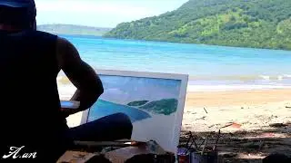 Melukis langsung wisata pantai Lewolein #melukislangsungdialamterbuka