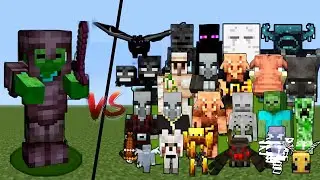 Zombie with Netherite Armor & Netherite Sword vs Every mob in Minecraft | Minecraft Mob Battle