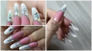 Делаю себе ногти/Наращивание/Арочный миндаль/Выкладной френч