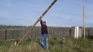 Установка столба для проведения провода