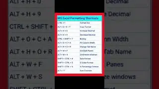 MS Excel Formatting Shortcuts | Excel Shortcuts and tricks | Excel Keyboard Shortcuts | 