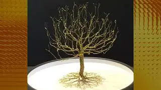 Beautiful Hand Twisted Golden Wire Tree Sculpture
