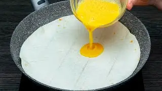 Залейте лаваш яйцом, результат вас удивит! Быстрый и вкусный завтрак