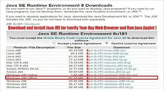 Download and Install Java JRE for Verify Your Any Web Browser and Run your java Applet