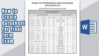 How to create Date sheet for final term exam in word