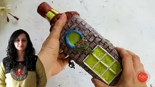 Clay bottle Decoration | bottle craft | Bottle house with Antique lamp