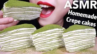 ASMR EATING CREPE CAKES WITH HANDS PART 5 | *HOMEMADE CREPE CAKE*  | 크레이프 케이크 리얼사운드 먹방 | ミルクレープを食べる