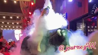 Girl in Green Dress Riding on a Bull in Benidorm   Bull Riding 4K