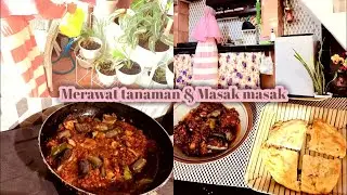 Kegiatan pagiku merawat tanaman dan memasak