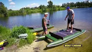 Надувной Мини катамаран для рыбалки, охоты | Inflatable Mini catamaran for fishing hunting BOATHOUSE