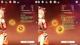 Yoimiya 2 Piece Crimson & 2 Piece Shimenawa Vs 4 Piece Shimenawa || Genshin Impact