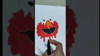 Drawing Elmo With Brush Pens Drip Effect #shorts 💯😎😘