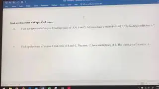 Write a Polynomial with Given Zeros, Multiplicities, and Leading Coefficients