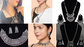 oxidised silver jewellery below Rs.300//oxidised necklace//link in description