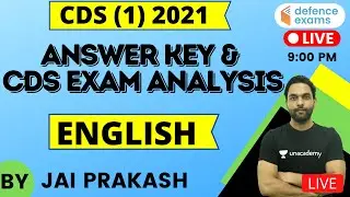 Answer Key & CDS Exam Analysis | Target CDS (I) 2021 | English | Jai Prakash