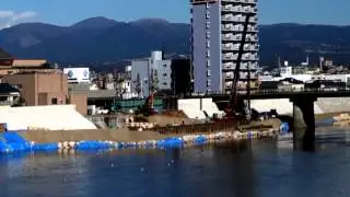 工事現場で落下事故　静岡県沼津市　狩野川護岸工事
