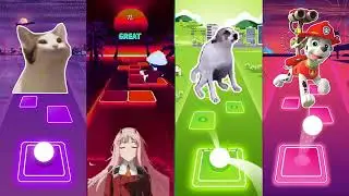 Pop Cat vs Zero Two vs Dog vs Paw Patrol | Tiles Hop EDM Rush