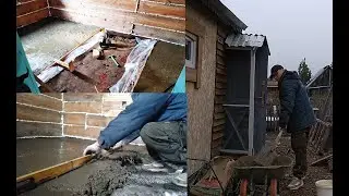 Ремонт старой дачи. Залил бетонные полы.