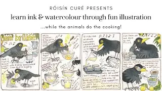 Learn Ink & Watercolour Through Fun Illustration...While The Animals Do The Cooking!