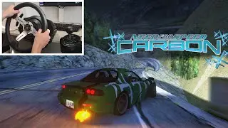 NFS Carbon Remastered Drifting in Canyon | Assetto Corsa Mods | Steering Wheel Gameplay