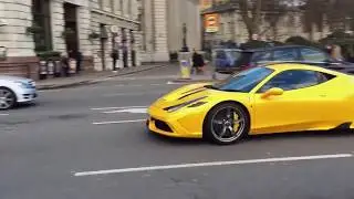 Yellow Ferrari 458 Speciale Insane Speed √ Supercars of London
