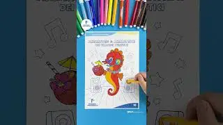 Libro delle vacanze con giochi e disegni da colorare - Cavalluccio marino animatore - 