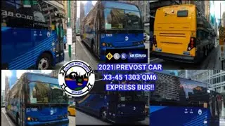 1080p⁶⁰ 2021 Prevost Car X3-45 1303 QM6 Express Bus @ West 42nd Street/6th Avenue with Added Tour!