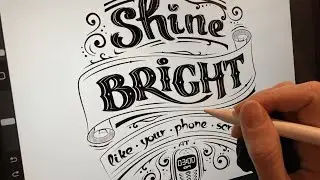 Shine Bright Lettering Art Timelapse in Procreate