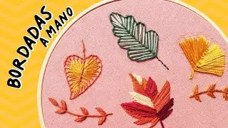 🍁 APRENDE a Bordar HOJAS con Puntadas Simples y Sencillas 🍃 Bordado a Mano para PRINCIPIANTES 🧵 #10