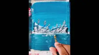 snowy lake Penting/ acrylic painting for Beginner/ step by step #easypainting #acrylicpainting