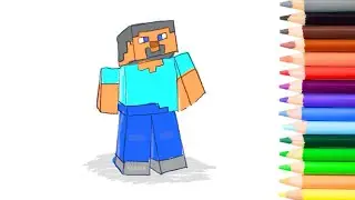 Minecraft Steve | Drawing & Coloring For Kids 🌈