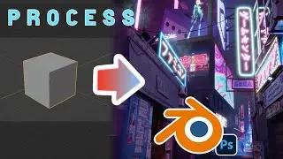 Creating a Japanese Street Full of Neons - Concept Art in Blender