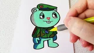 Drawing of Flippy from Friday Night Funkin Mod