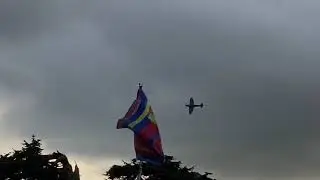 Spitfire performing aerial display over Highclere Castle, July 2021, with Elgar playing.