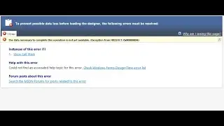 how to configure C++ CLI error loading for form design