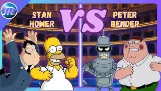 Homer Simpson & Stan VS Peter Griffin & Bender - Cartoon INSANE Battle - Mugen Fight