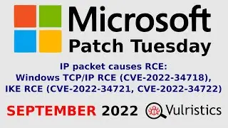 IP packet causes RCE: Windows TCP/IP RCE (CVE-2022-34718), IKE RCE (CVE-2022-34721, CVE-2022-34722)