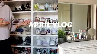 April Vlog P2: ترتيبي لتسريحتي، دولاب المكياج، دولاب الاكسسوارات، شنطي وجزمي