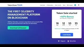 TokenstarsTEAM Sale started do not miss to get +40% Bonus untill 10 january 2018