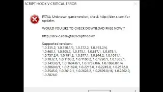 SCRIPT HOOK V CRITICAL Error Fix - How To Update Script Hook V? - 2023