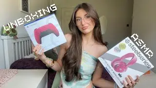 ASMR Unboxing my new SteelSeries headset and PS5 controller🎮 (box tapping, scratching, whispers)